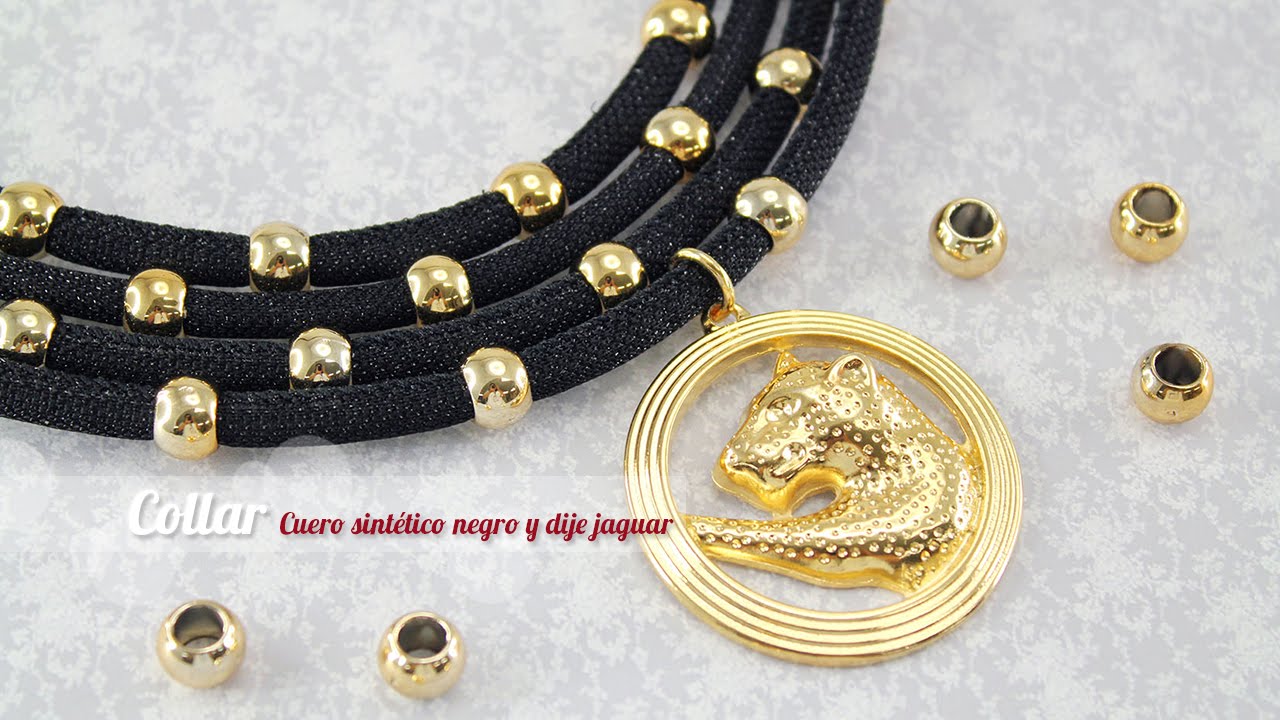 Como hacer un collar cuero negro y dije jaguar (ENGLISH CC)