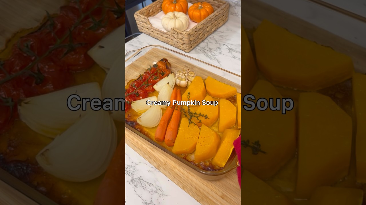 Creamy Roasted Pumpkin Soup #pumpkinsoup #fallrecipes #cozycooking #comfortfood #easyrecipes