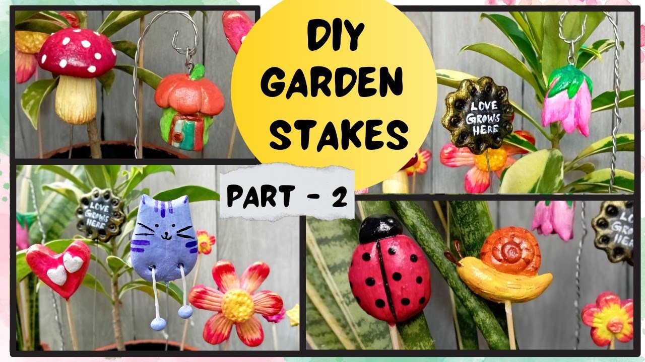 diy garden stakes (part 2) | garden decor | wall putty crafts @craftdil