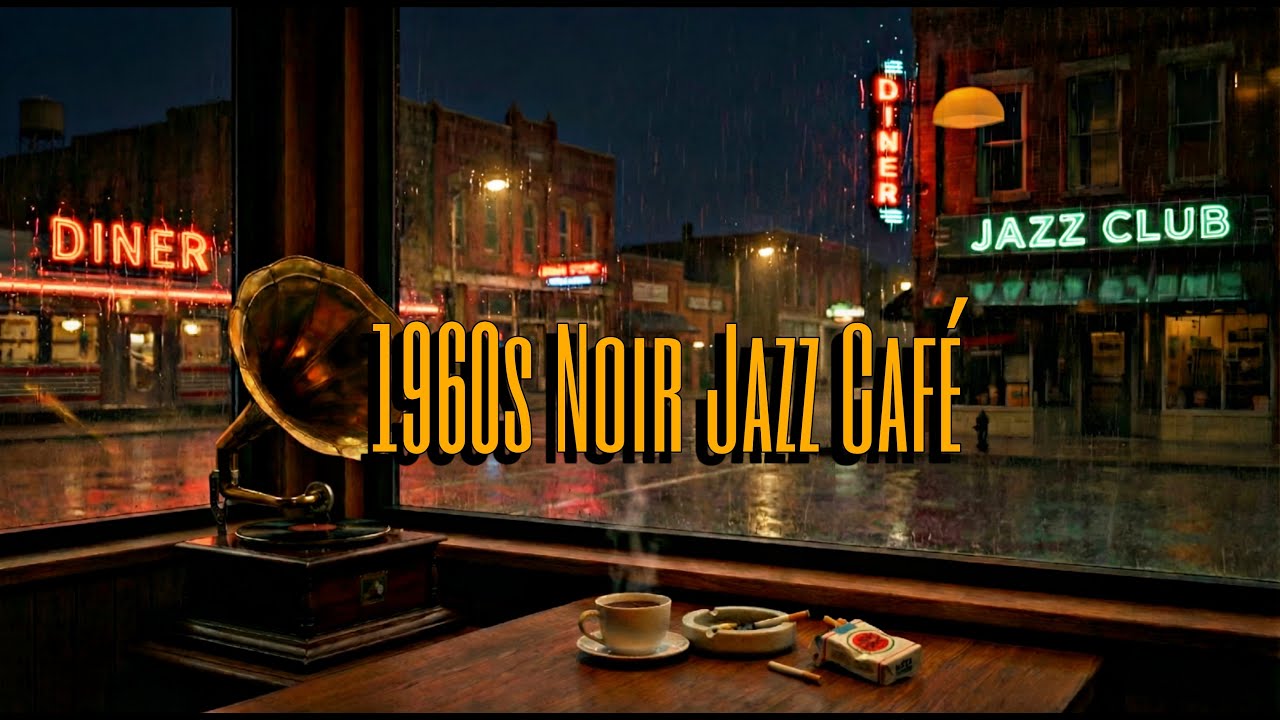 1960s Midnight Rain Jazz Café ☕🌧️ | Vintage Noir Jazz by the Window