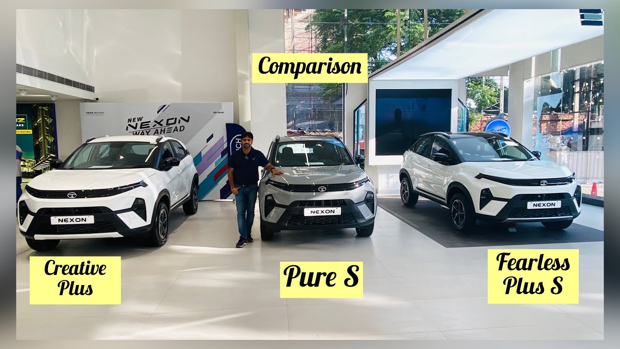 Tata Nexon Facelift🔥Comparison Between Creative Plus,Pure S,Fearless Plus S#youtube#tata#tatanexon
