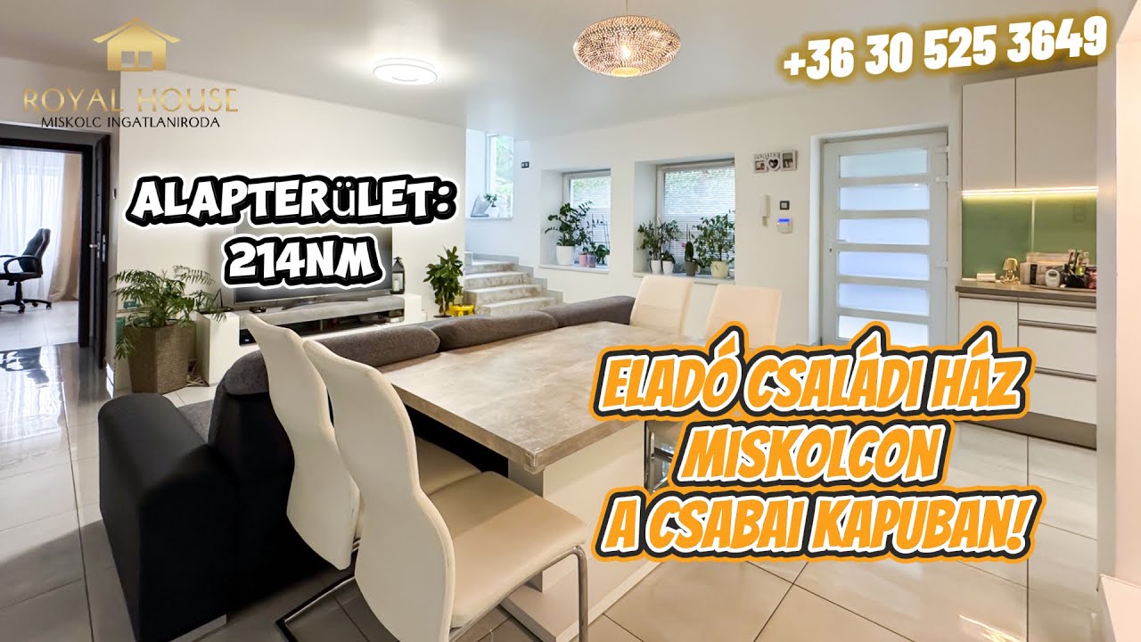 Eladó 214 m2-es nappali + 6 hálószobás TELJESEN felújított családi ház Miskolcon, a Csabai kapuban!