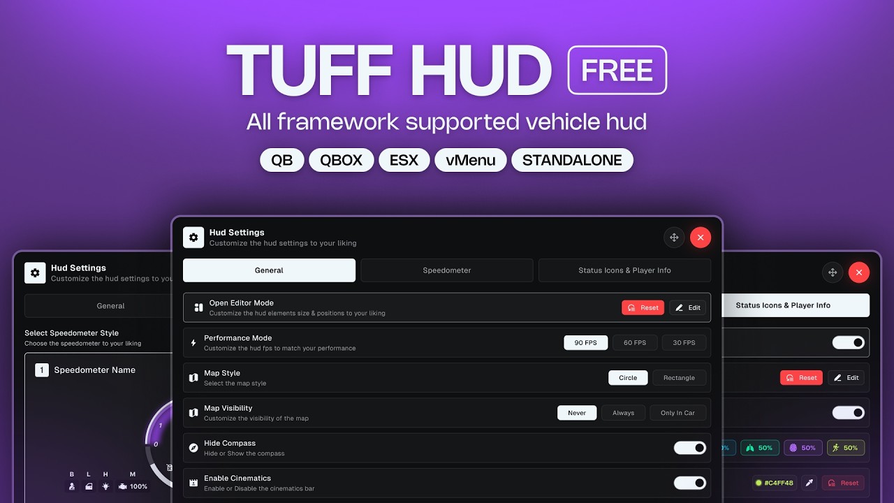 Free Fivem Tuff Advance Hud [ QB, QBOX, ESX , Standalone ]