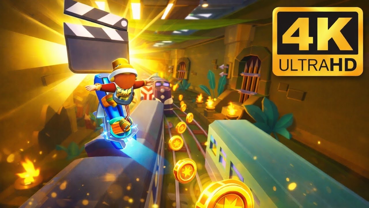 Subway Surfers Hollywood Update 🎬 4K Ultra HD Gameplay | INSANE RUN!