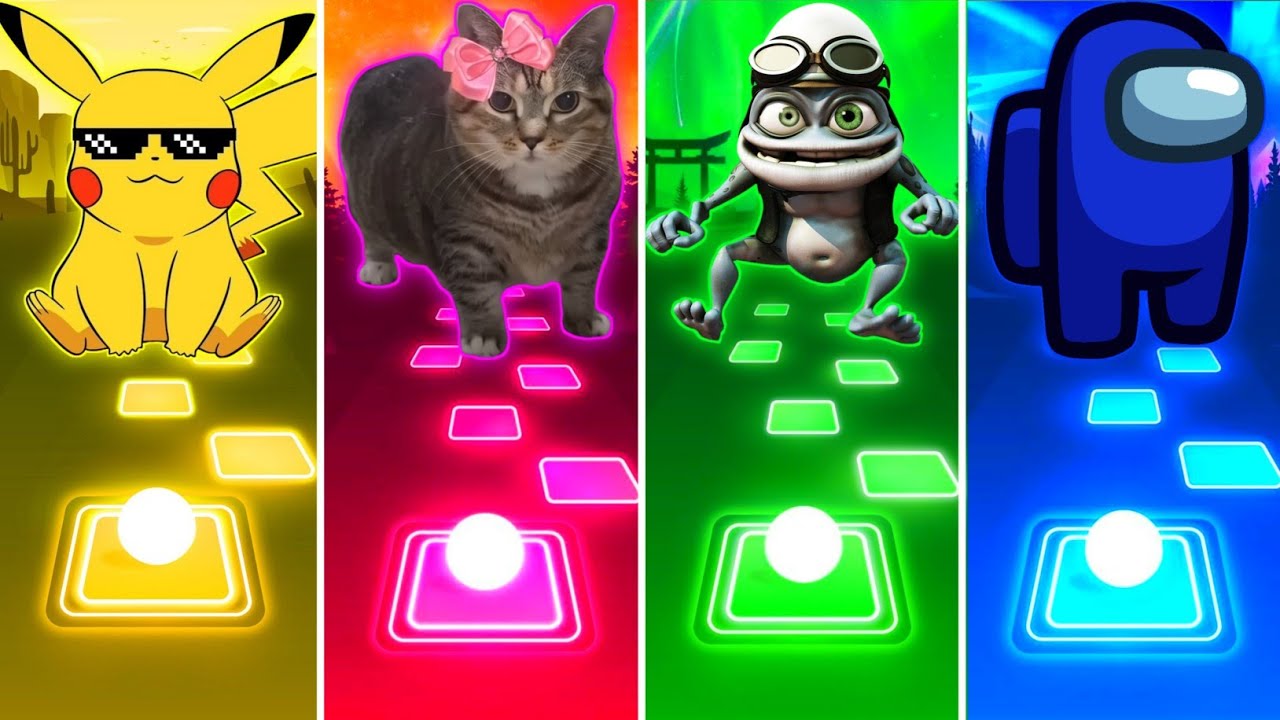 Pikachu vs Oiiaoiia Cat vs Crazy Frog vs Among Us - Tiles Hop