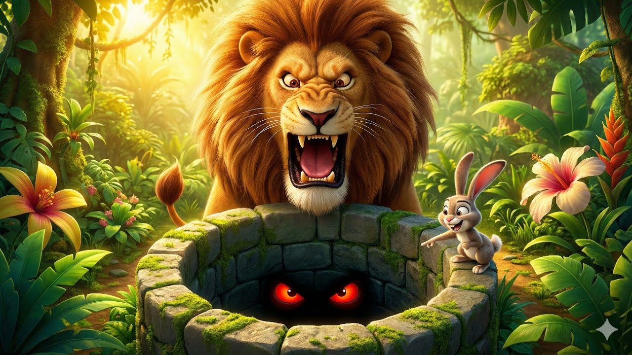 Lion vs Rabbit Story 🦁 | पंचतंत्र की मजेदार कहानी | Hindi Kids Kahani