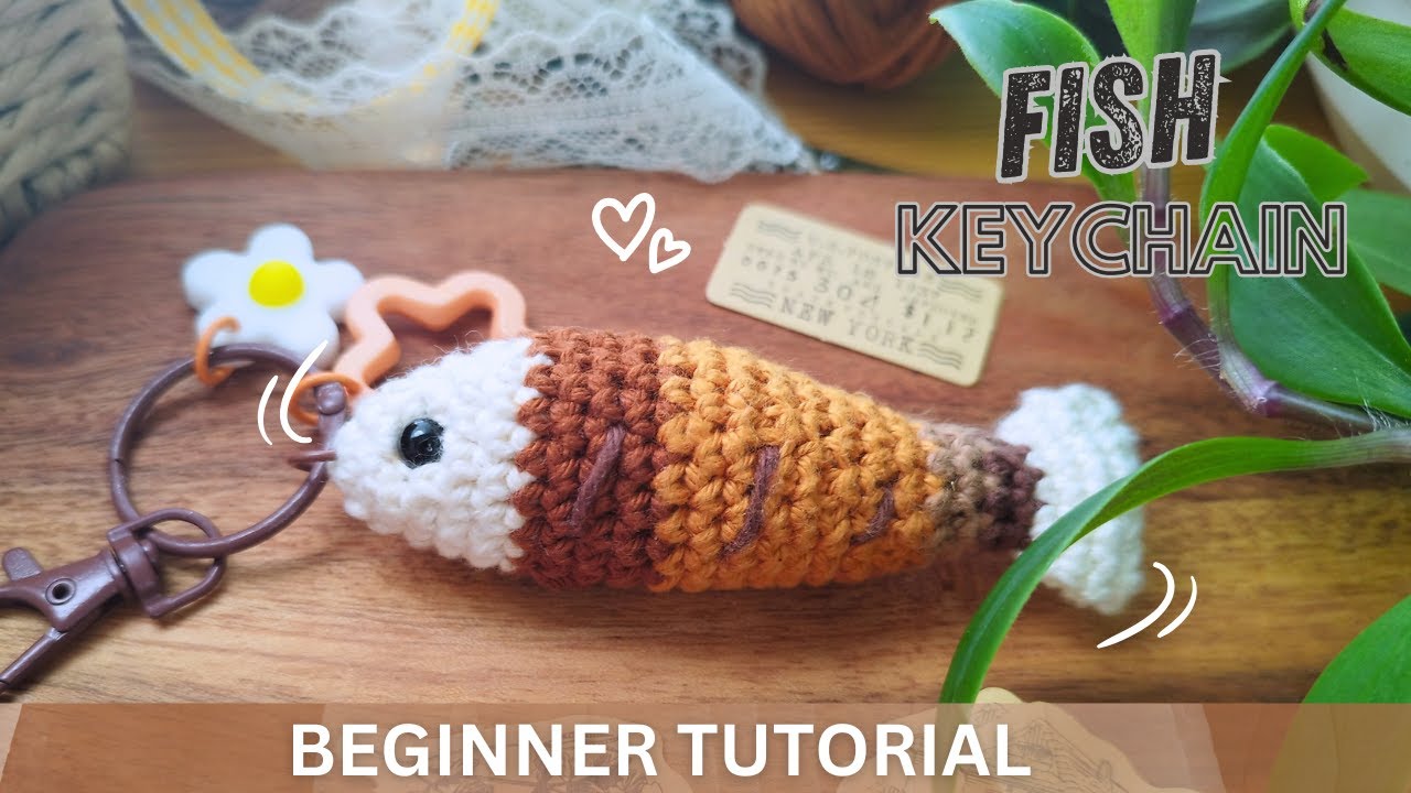 🧶Beginner&rsquo;s Dream Crochet Project! 🧵 Adorable Tiny Fish Keychain Tutorial