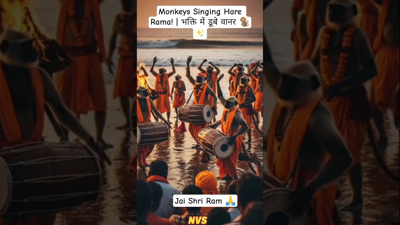 Divine Miracle: Monkeys Playing Dhol & Chanting Hare Krishna 🚩🐒 