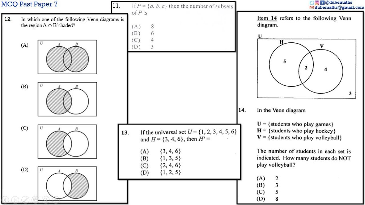 11,1213&14 | Sets | Multiple Choice 7 | CXC CSEC Mathematics