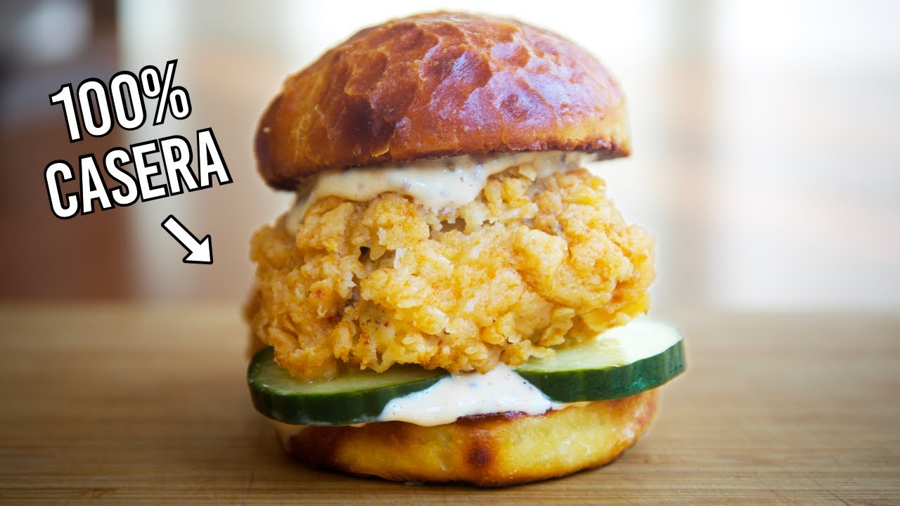Burger de pollo frito, desde cero (estilo Popeyes)