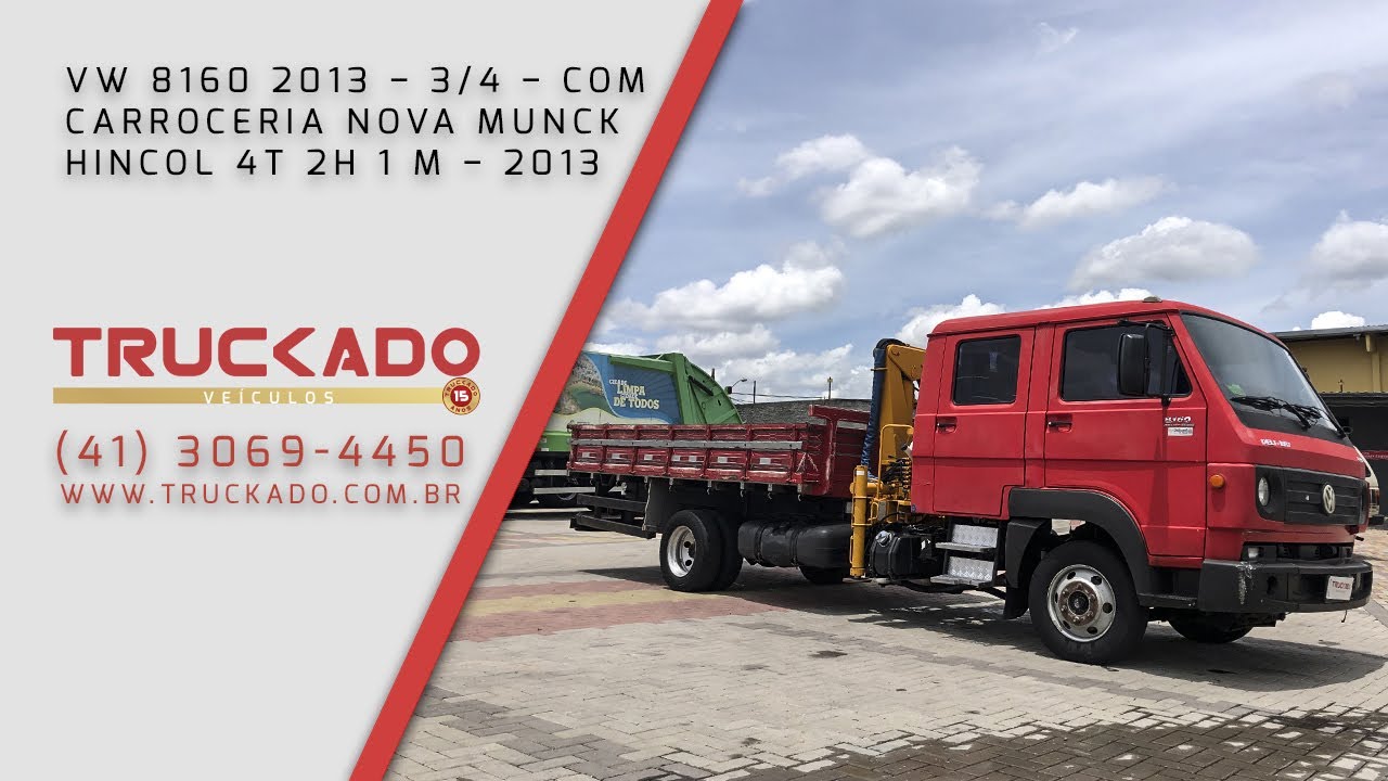 VW 8160 2013 – 3/4 – COM CARROCERIA NOVA – MUNCK HINCOL 4T 2H 1 M – 2013