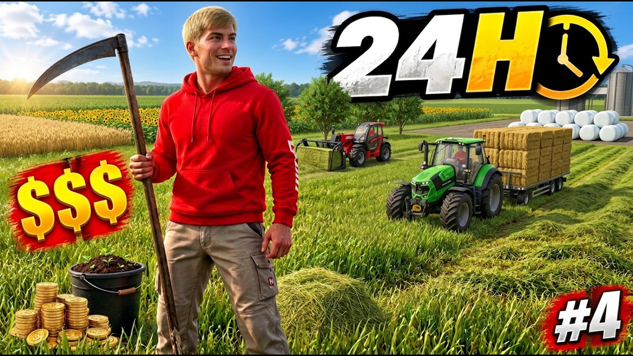Spędziłem 24 godziny na płaskiej mapie z 0$... Czy uda mi się wzbogacić?🚜 #4 👉Farming Simulator 25