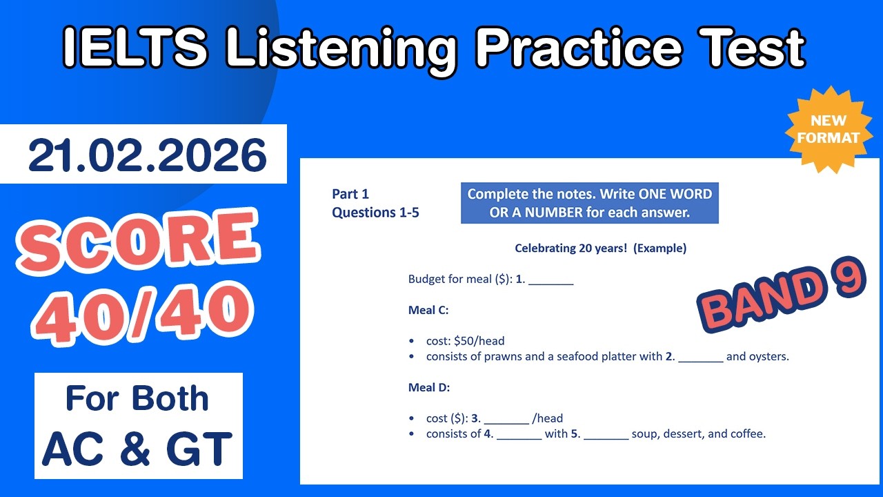 IELTS Listening Practice Test 2026 With Answers 21.02.2026 - Test #242