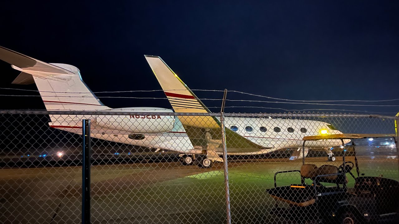 Executive Jet Management Gulfstream G650ER Night landing at Chester County Airport