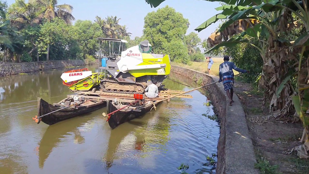 Machine loaded for boat field in Kerala #Claas crop tiger 30