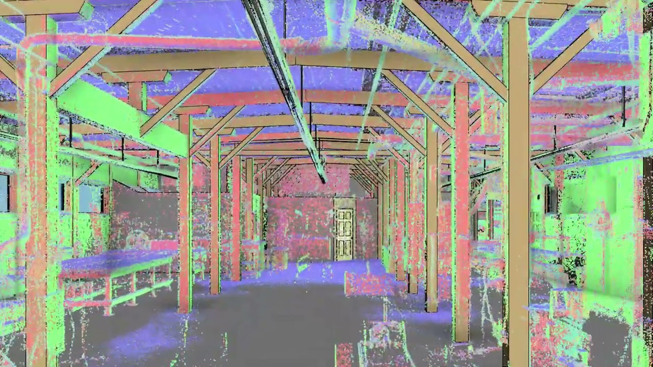 Laser scan point cloud to Revit flythrough.