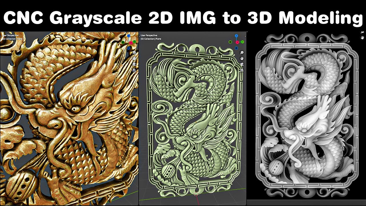 Blender Tutorial - CNC Grayscale Image to 3D Modeling | CNC 2D to 3D