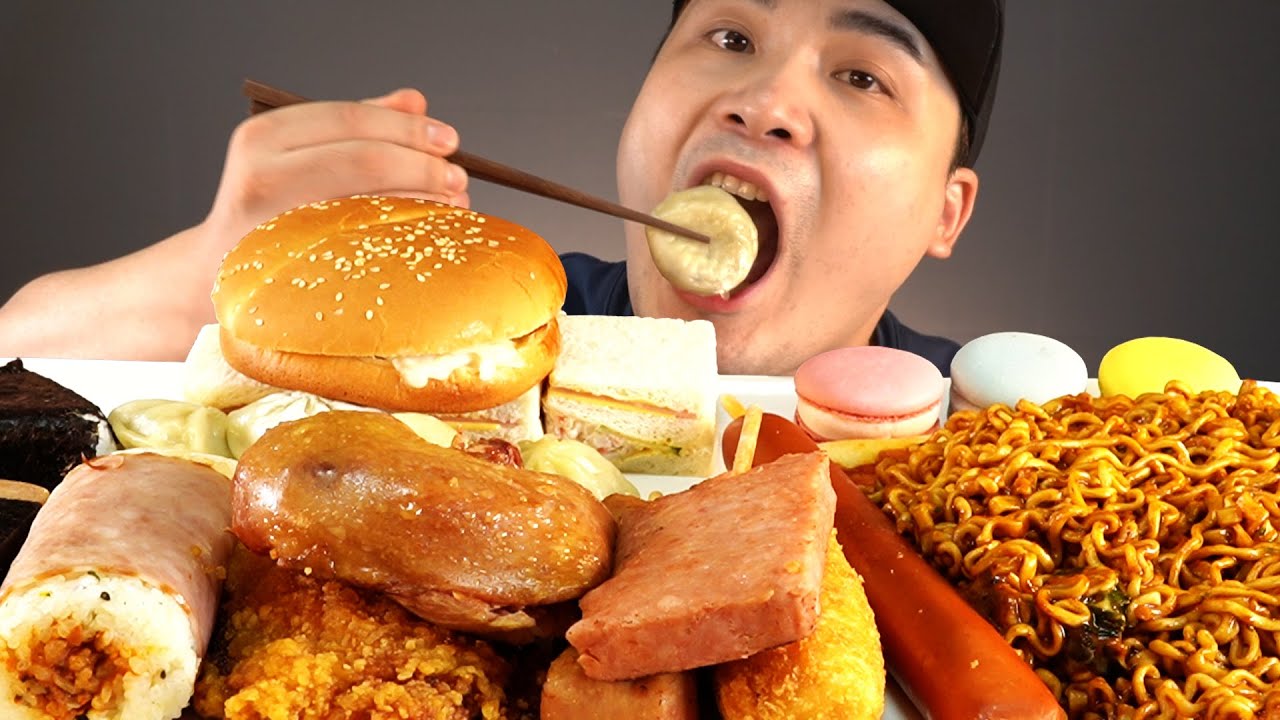 미니스톱에서 보이는거 다 사왔습니다! 편의점 먹방~!! 리얼사운드 ASMR social eating Mukbang(Eating Show)