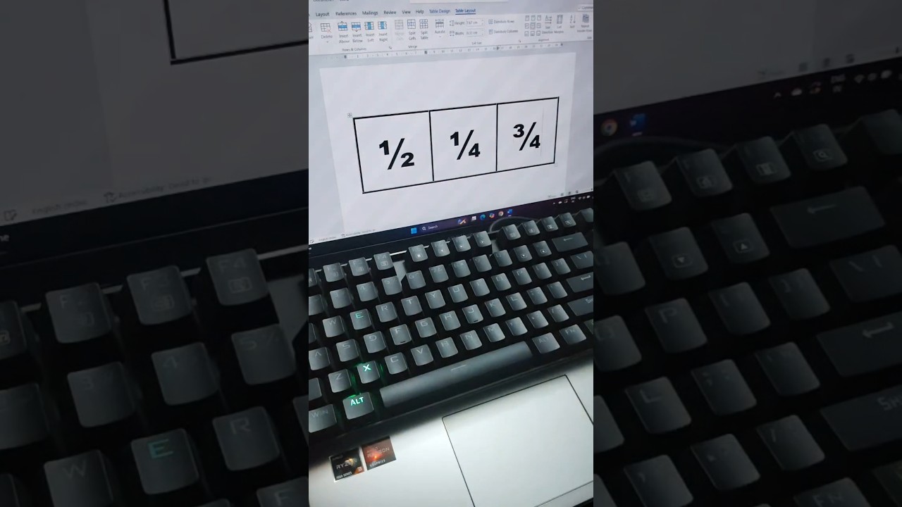 Fraction symbol in Ms word | #computer #learning #word #asmr #windows
