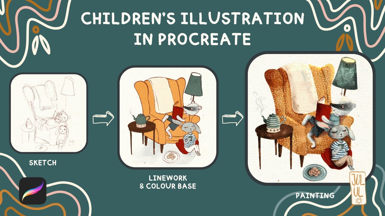 Cozy Children's Illustration in Procreate  - Timelapse with Voiceover