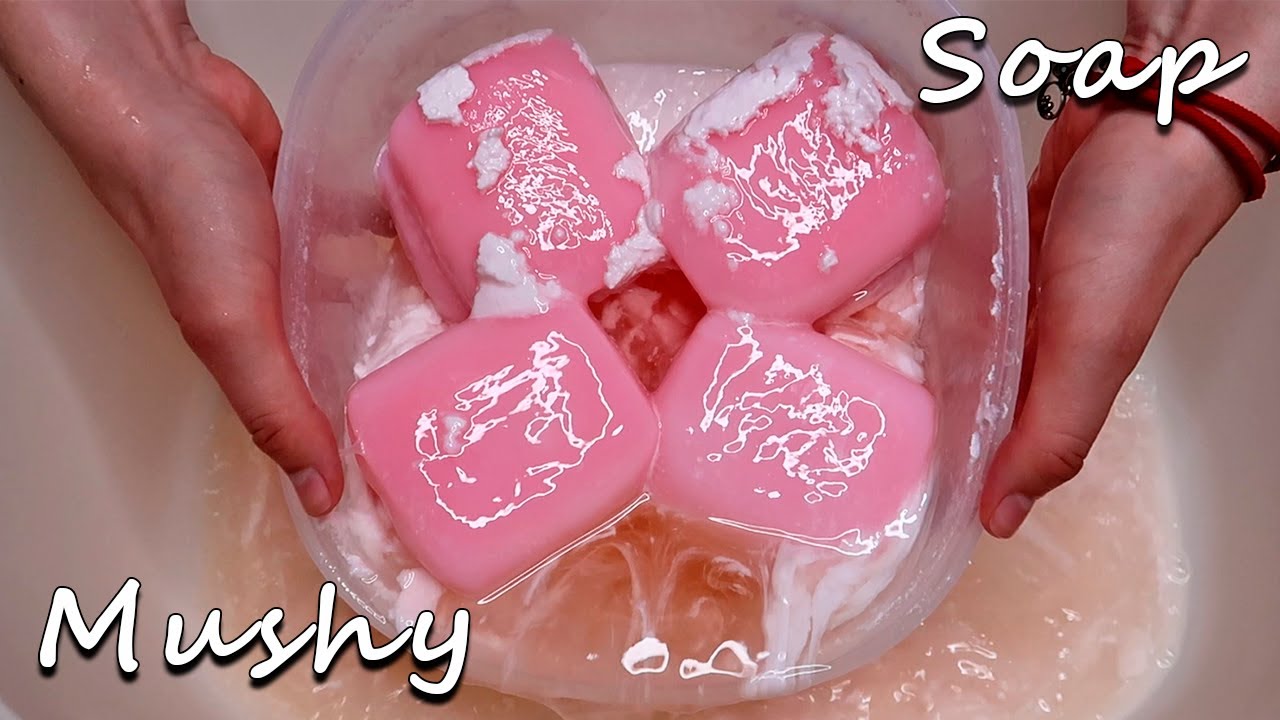 ASMR MUSHY SOAP ❤️ Pink Glycerin DALAN Soap ✨ Soaked Soap Squeezing