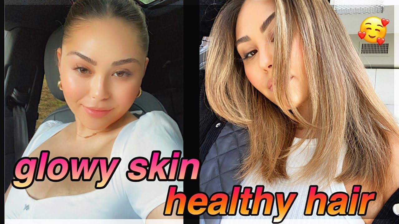 how to transform your skin + hair *glowy, flawless skin + healthy hair routine*