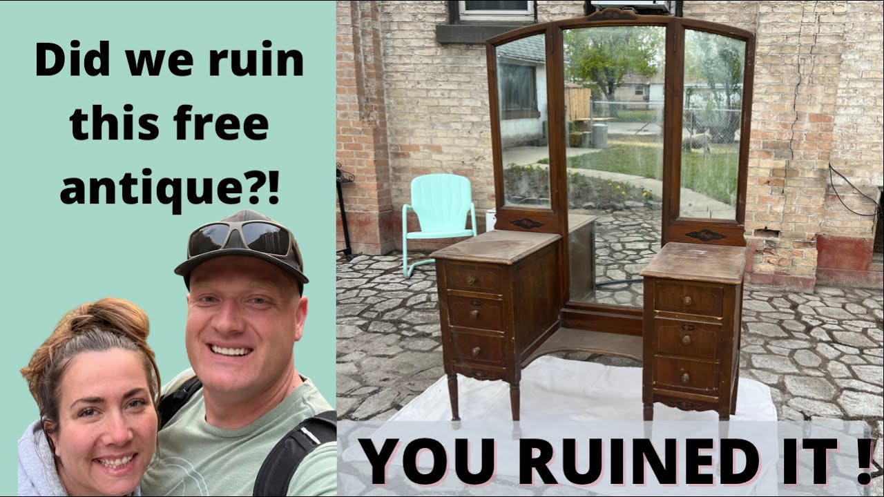 Free Antique Vanity With Mirror Makeover With Cottage Color Single Step Paint and Stencils