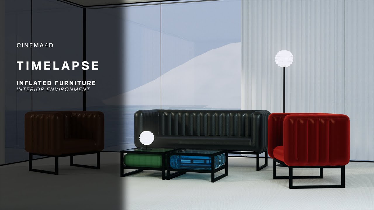 C4D TIMELAPSE - Inflated Furniture (Interior Environment)