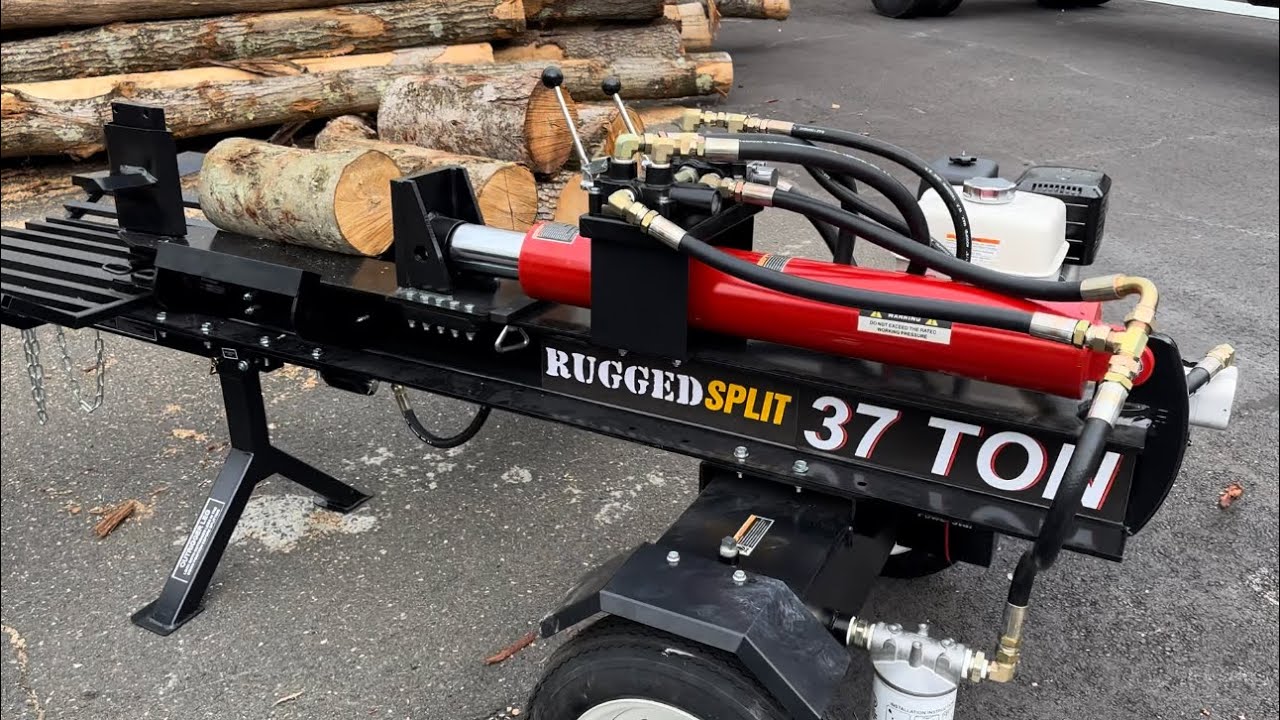 Rugged split 37 ton log splitter unboxed and assembly ￼