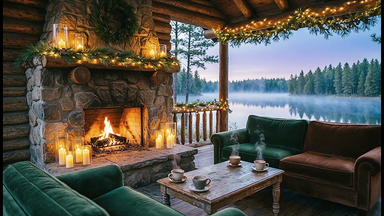 inCozy Autumn Fireplace by the Lake 🍂🔥 | Relaxing Nature Ambience
