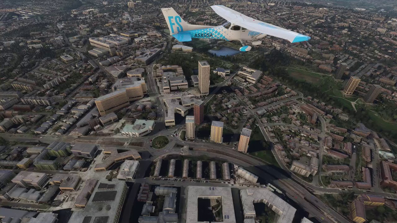 FS2020 - Sheffield in the updated default scenery.