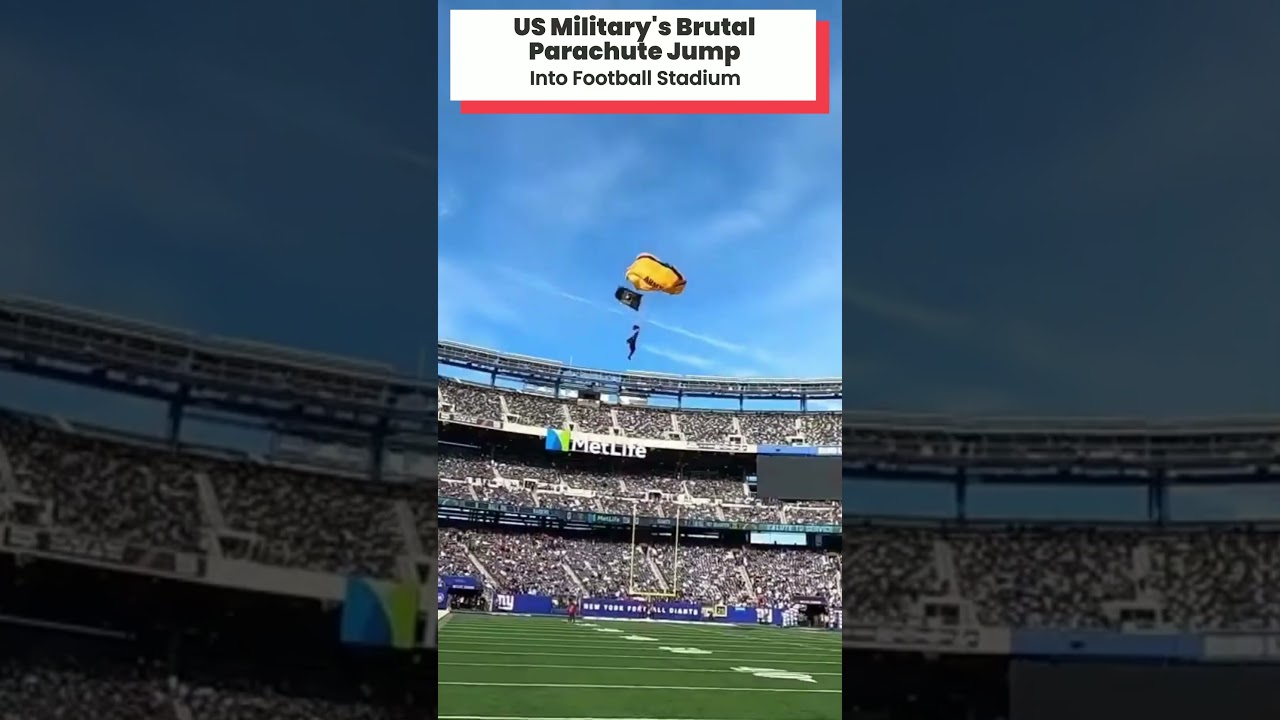 US Military's BRUTAL Parachute Jump Into Stadiums #parachute #parachutejump #usmilitary