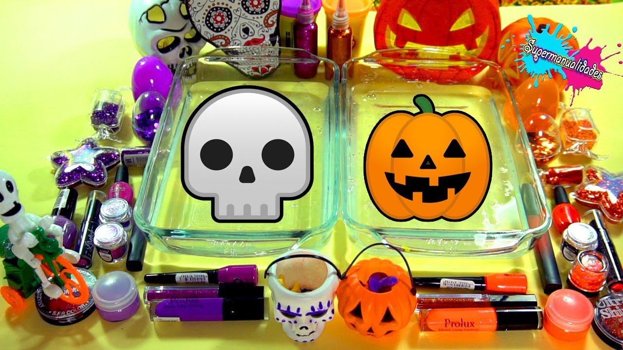 Mezclando Slime Halloween VS Dia de Muertos - Supermanualidades