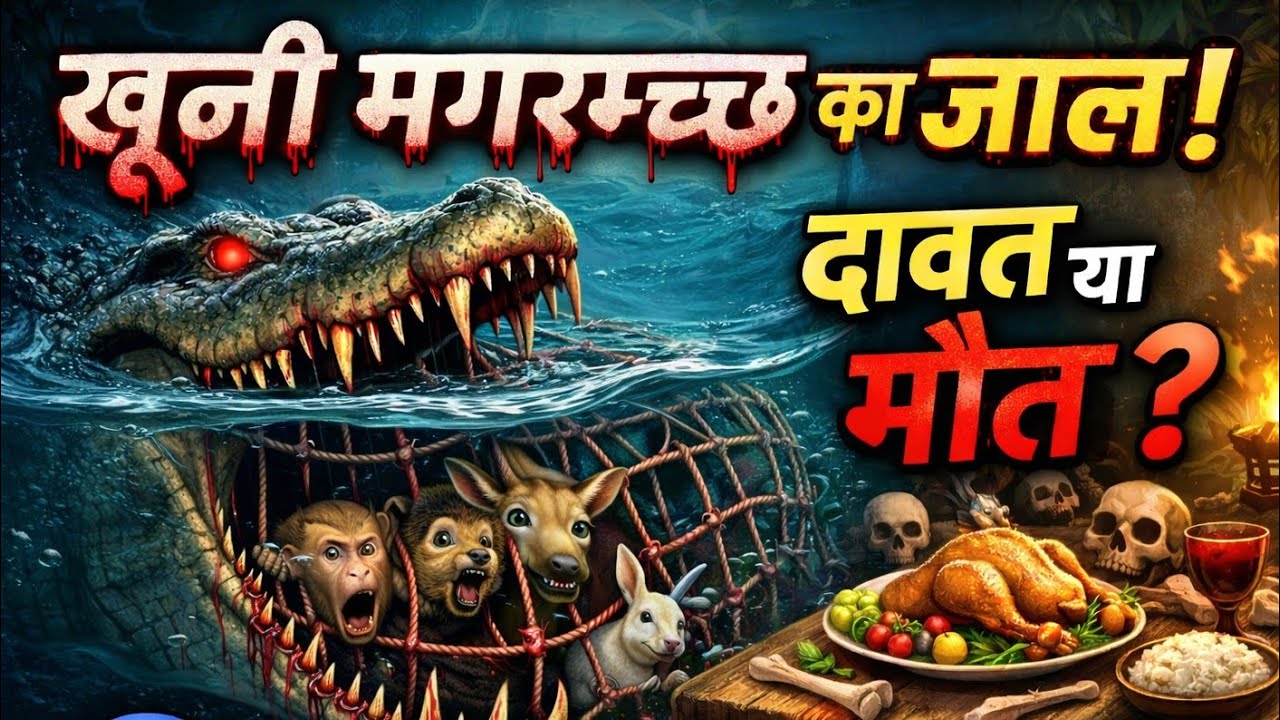 खूनी मगरमच्छ का जाल 😱दावत या मौत?😡| Moral Story | magarmachh ki kahani | jungle story | #cartoon