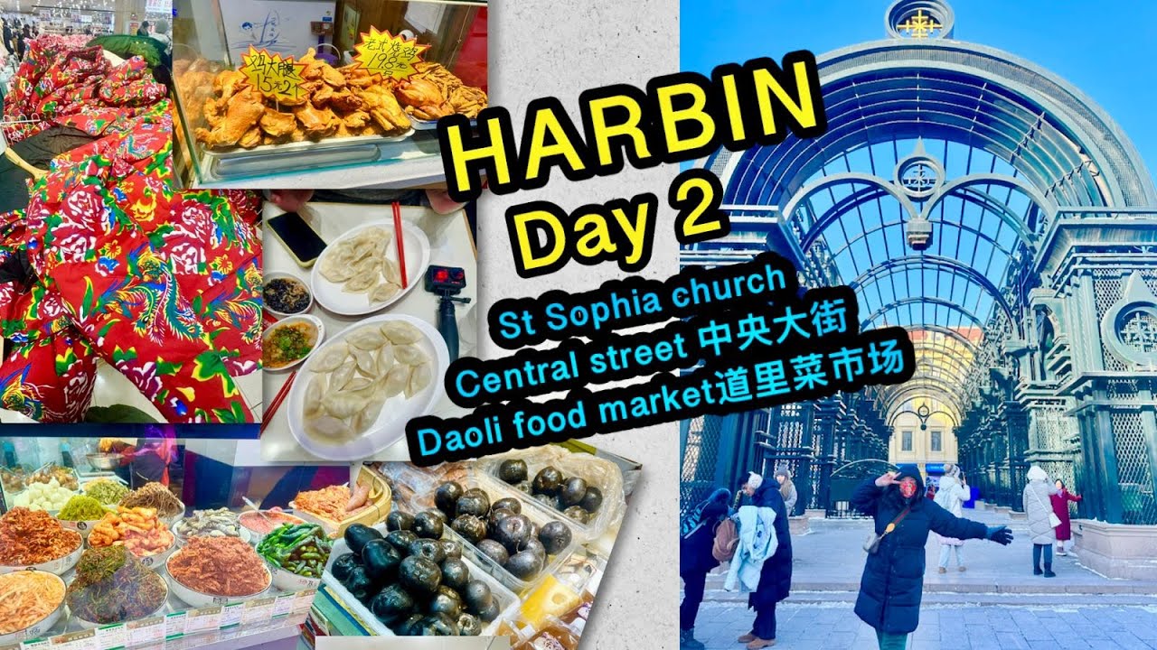⛪️❄️THE BEAUTIFUL ST SOPHIA CHURCH, ✨CENTRAL STREET AND 🍖🥓THE FAMOUS FOOD MARKET. TONS OF FOOD 哈尔滨