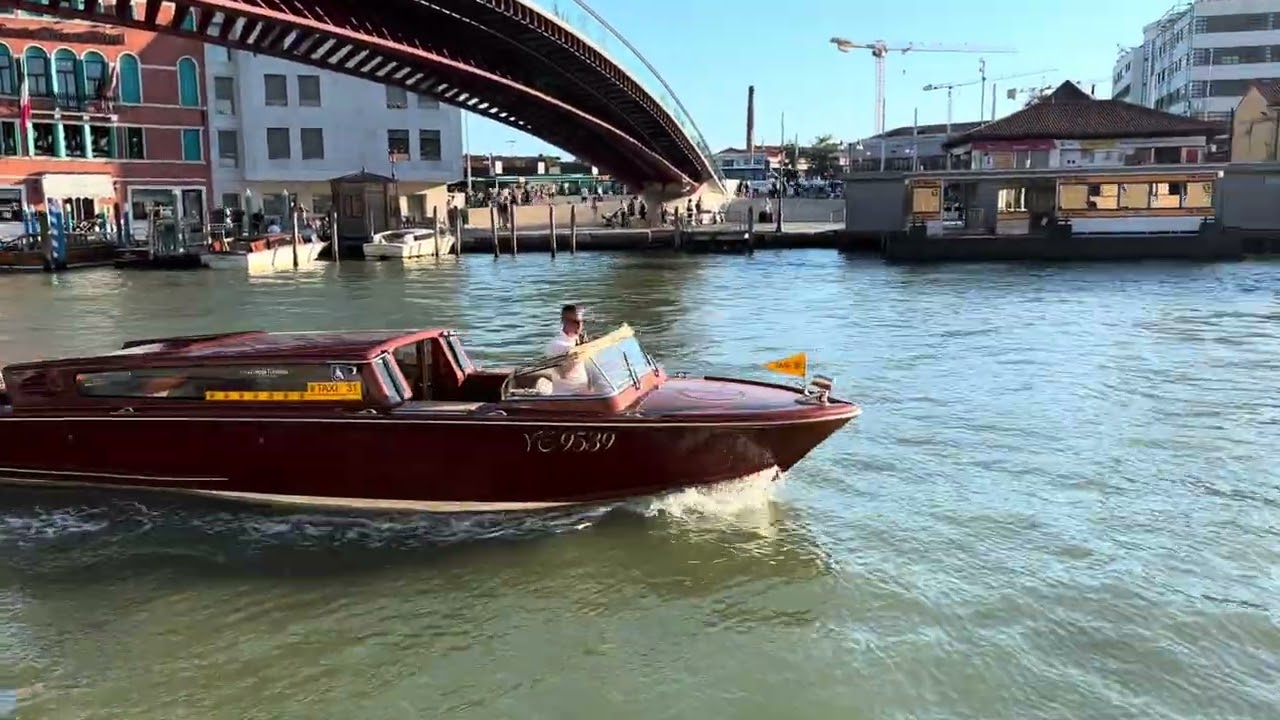 italy# Ponte della Costituzione a modern pedestrian bridge spanning the Grand Canal in Venice,