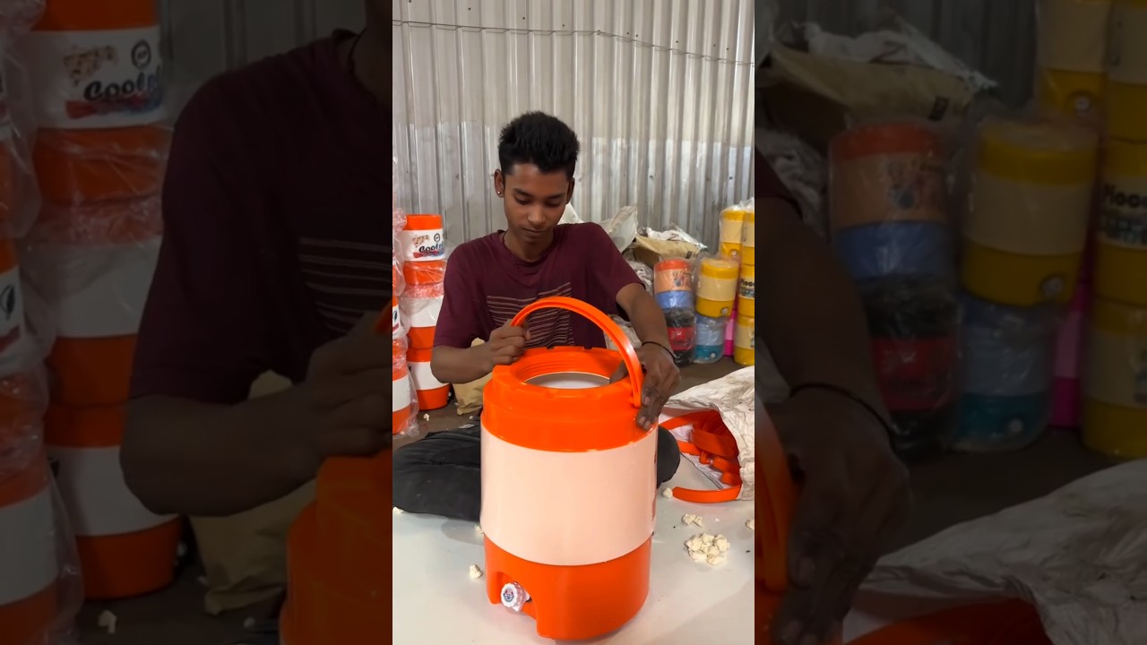 This is how a water cooler is made in a factory. 