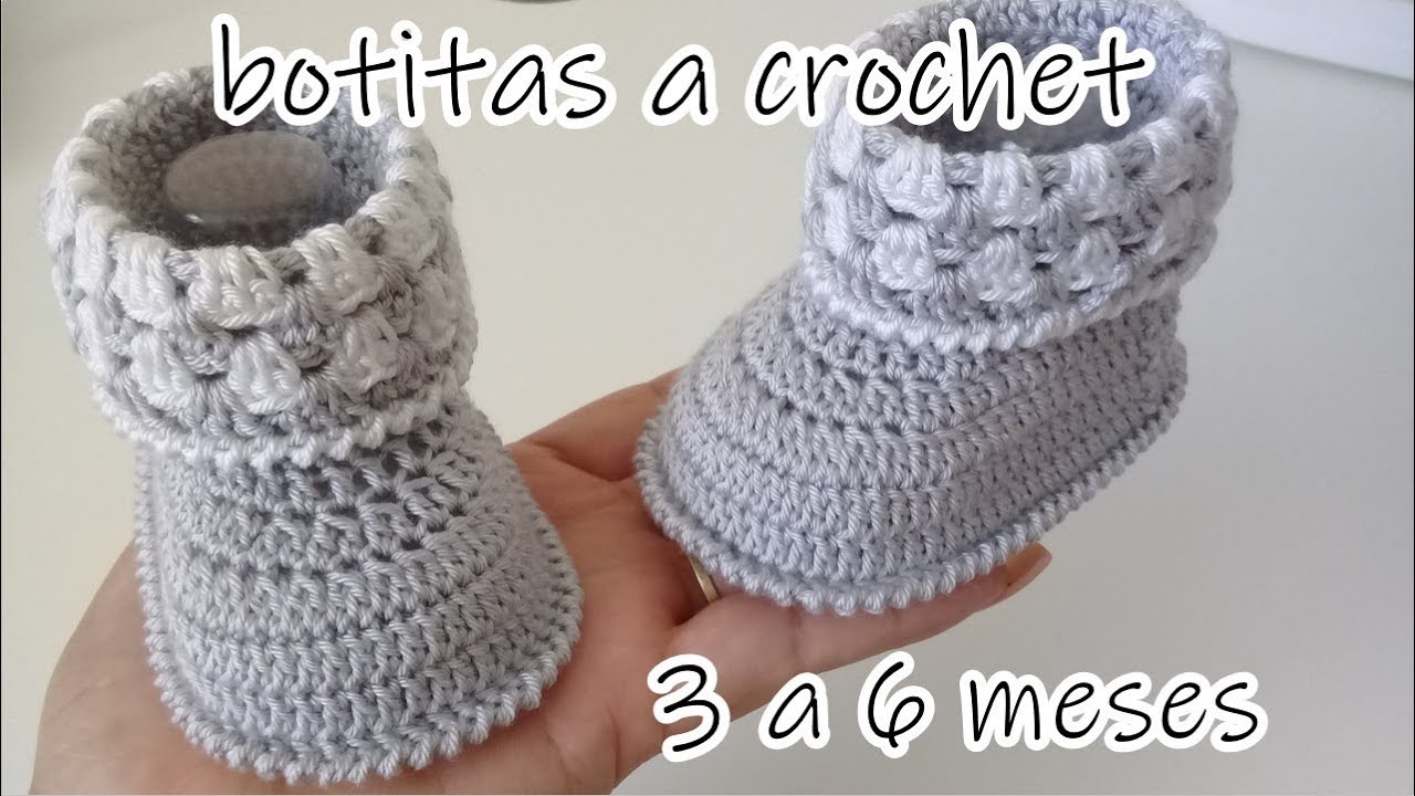 Botas a crochet unisex para bebe -3 a 6 meses