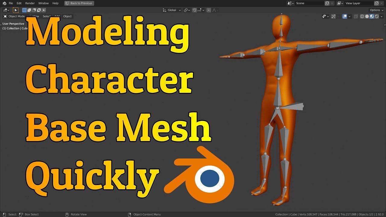 Modeling A Character Base Mesh Quickly With The Skin Modifier | Blender 2.92