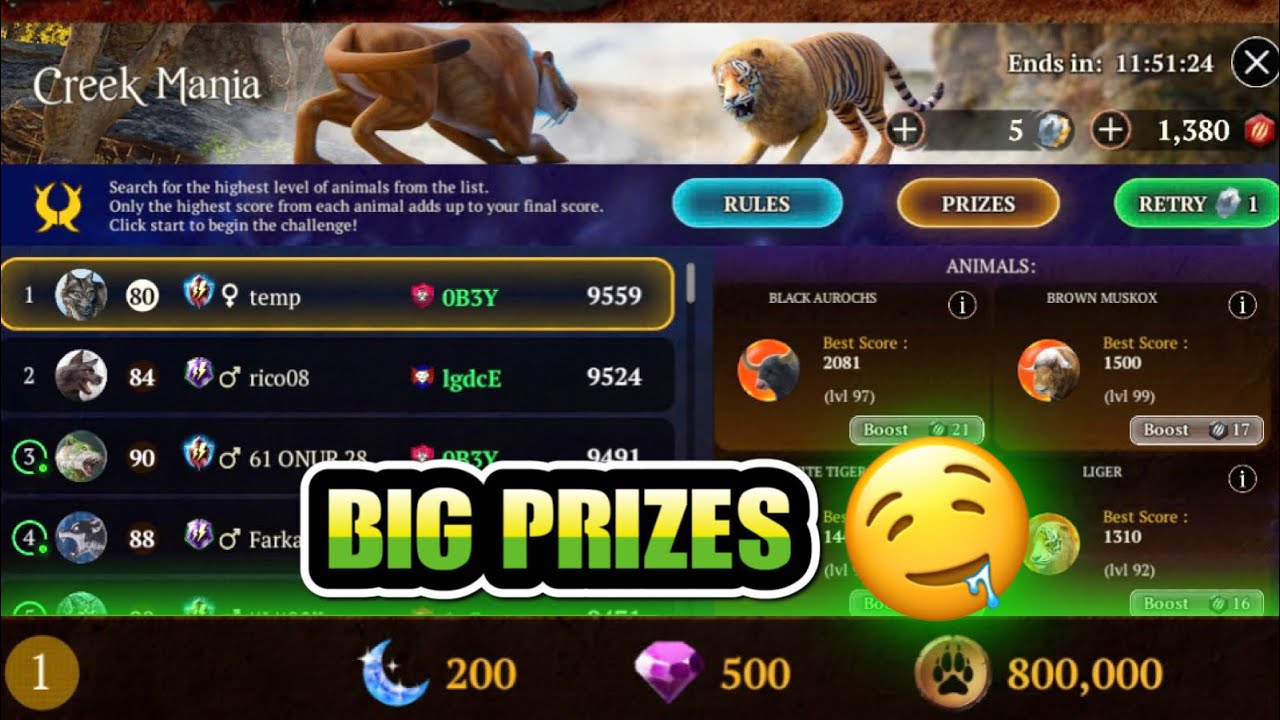 1st Place in NEW Hunting Challenge! 1 hour Competition ☾ The Wolf Online Simulator 2022