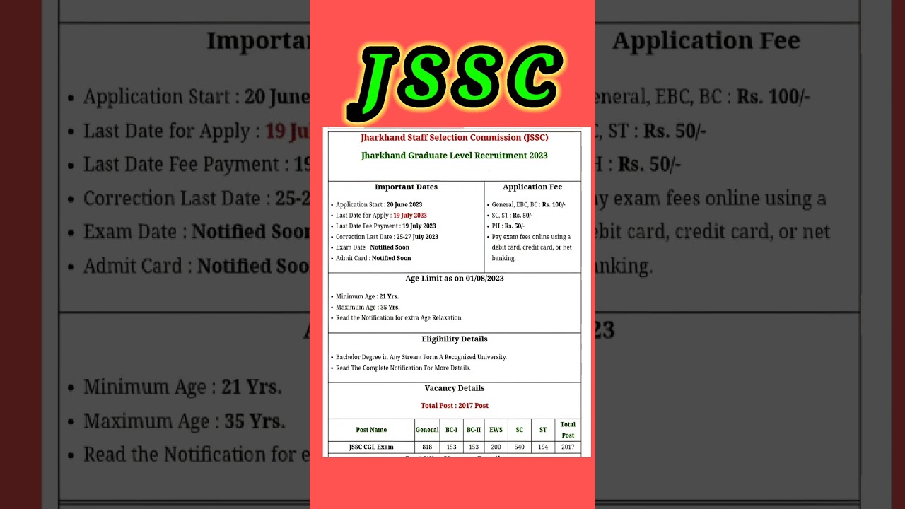 JSSC New vacancy 2023 || JSSC New requirements|| Jharkhand govt job notification @srkitech.