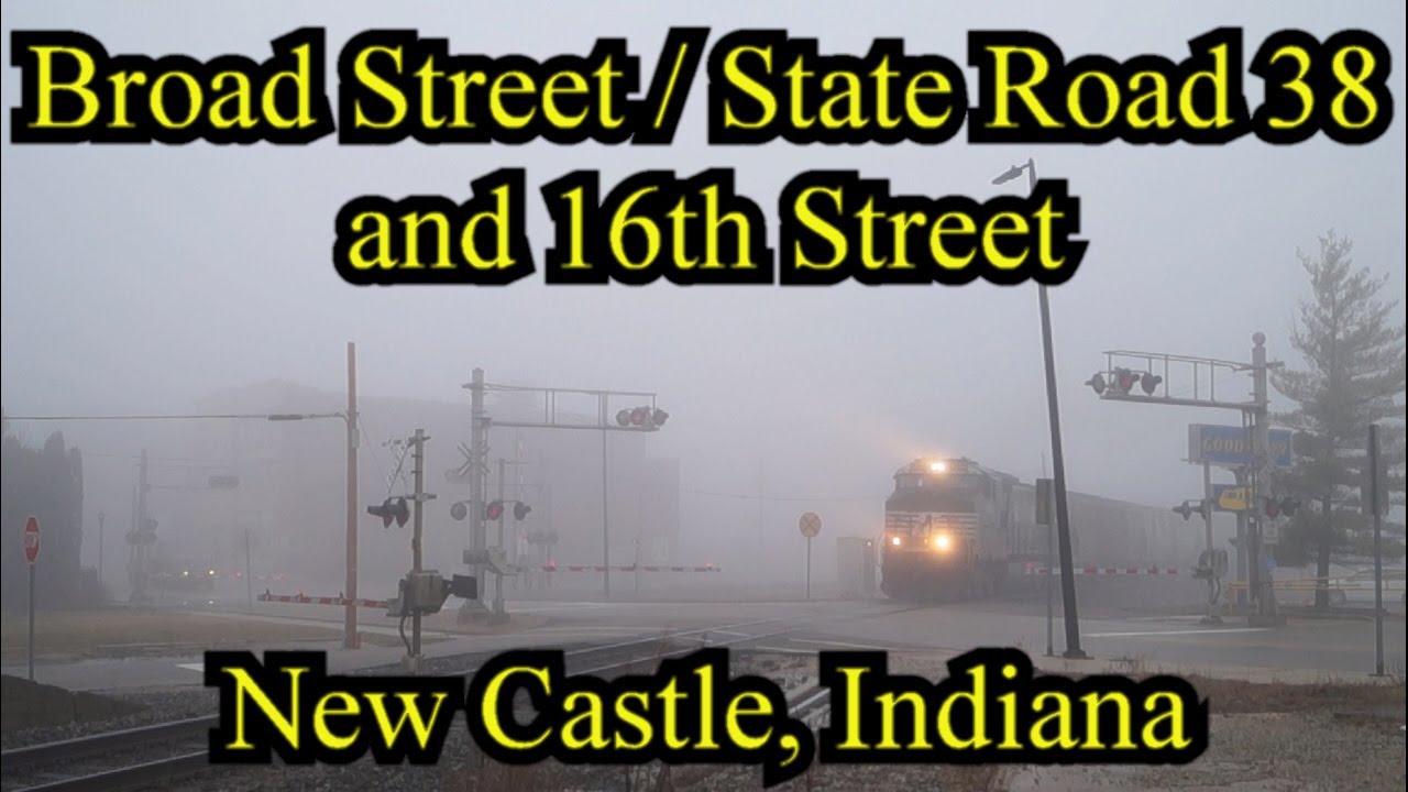 Railroad Crossing: Broad (SR 38) & 16th Streets in New Castle, IN., NS Single Track Main