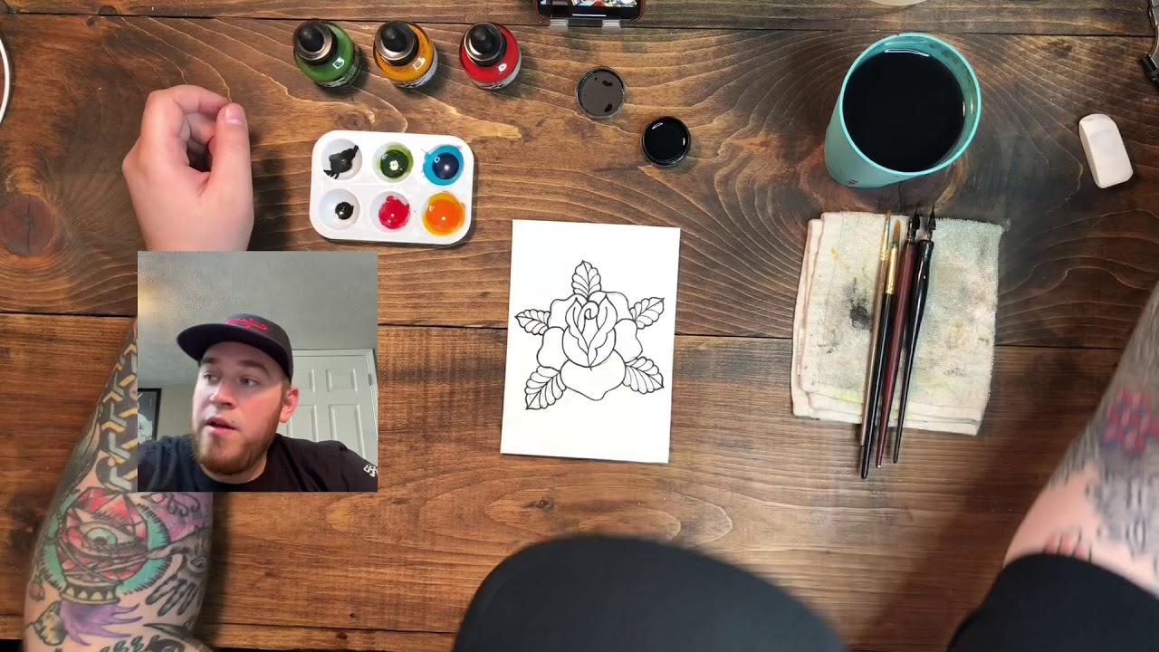 How to paint traditional tattoo flash. Rose edition.