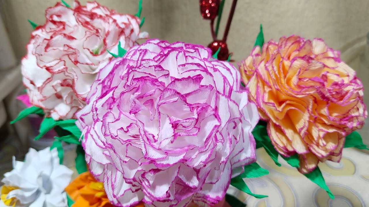 Cómo hacer flores de clavel en papel crepé 