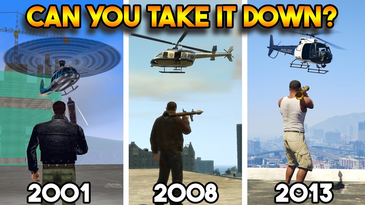 CAN YOU TAKE DOWN POLICE HELICOPTER? (FROM GTA 5, GTA 4, GTA SAN, GTA VICE CITY TO GTA 3)