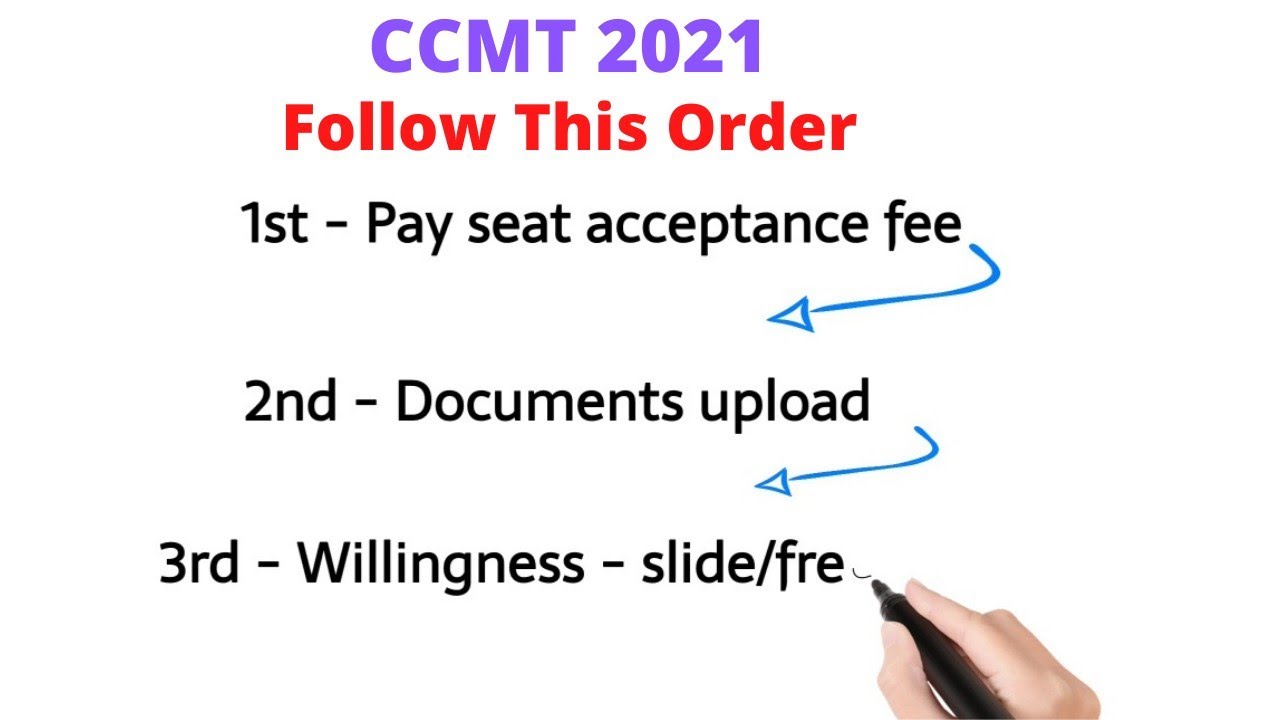 ccmt 2021 step by step follow After payment of Seat acceptance fees