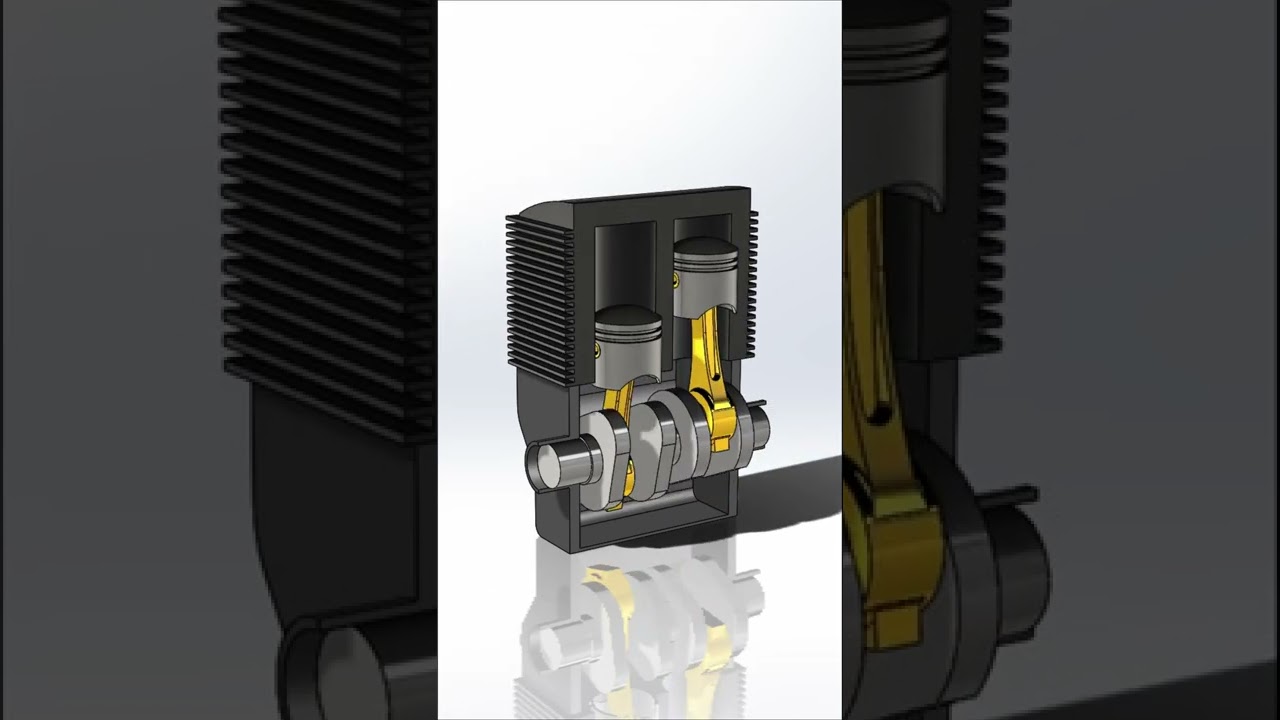 Animation of Engine in Solidworks CAD  software  -  3D animation 