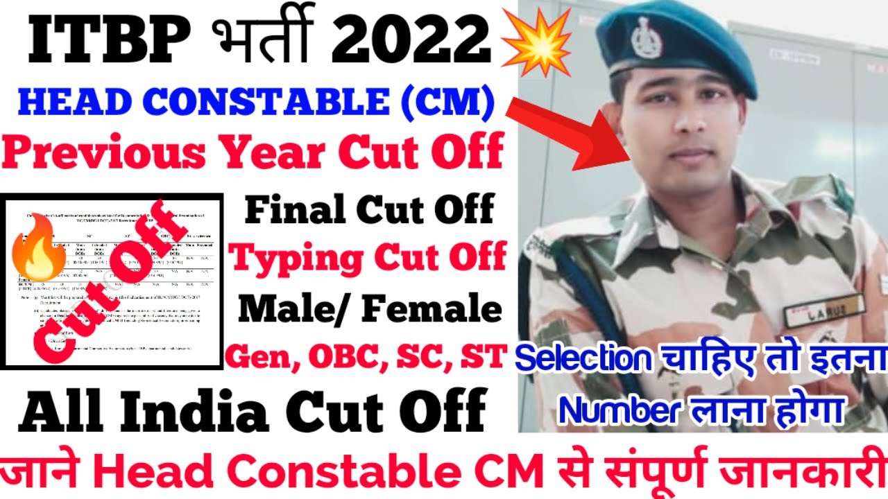 ITBP Head Constable CM Previous Year Cut Off| ITBP HC CM Typing Cut Off| ITBP HC CM Recruitment 2022