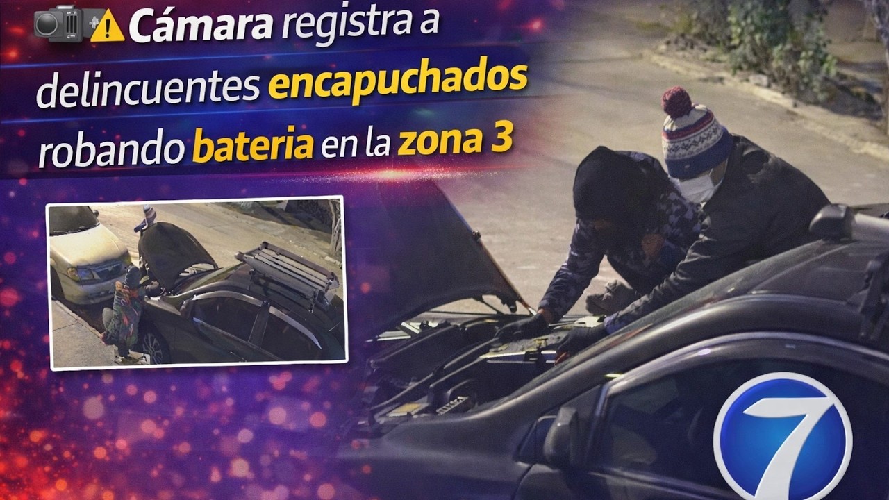 📹⚠️ Cámara registra a delincuentes encapuchados robando batería en la zona 3