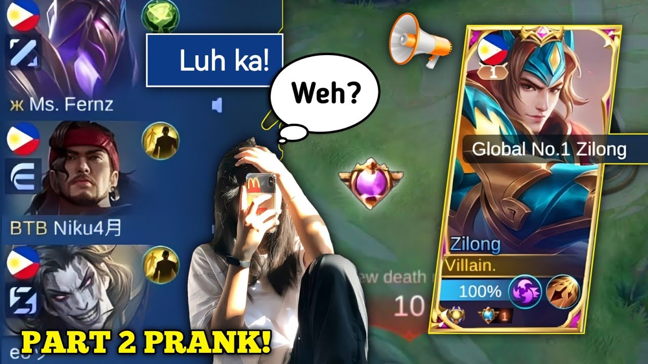 PART2 WORST PRANK🤣| NATULALA YUNG BABAE SA TOP 1 GLOBAL ZILONG KO - MLBB